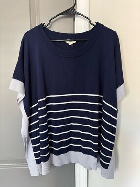 Entro Navy Striped Cape Style Sweater
